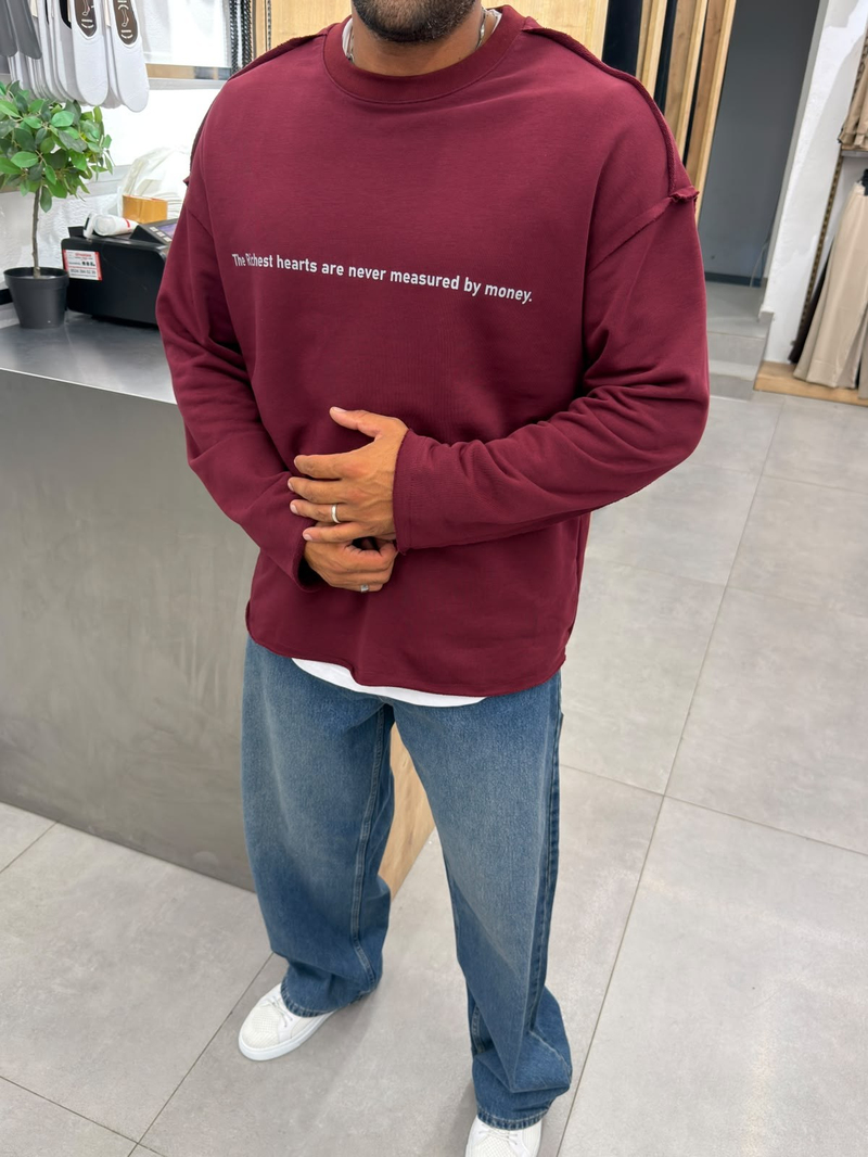 Vamos Pis Detay Oversize Sweat Bordo