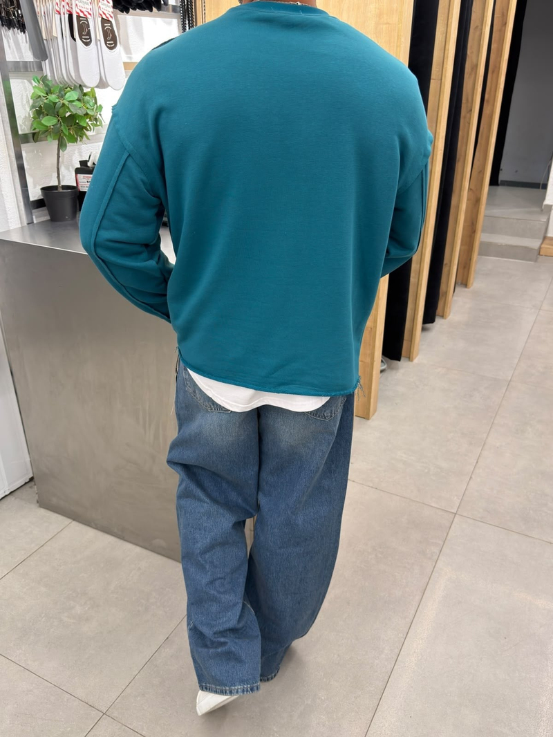 Vamos Pis Detay Oversize Sweat Petrol