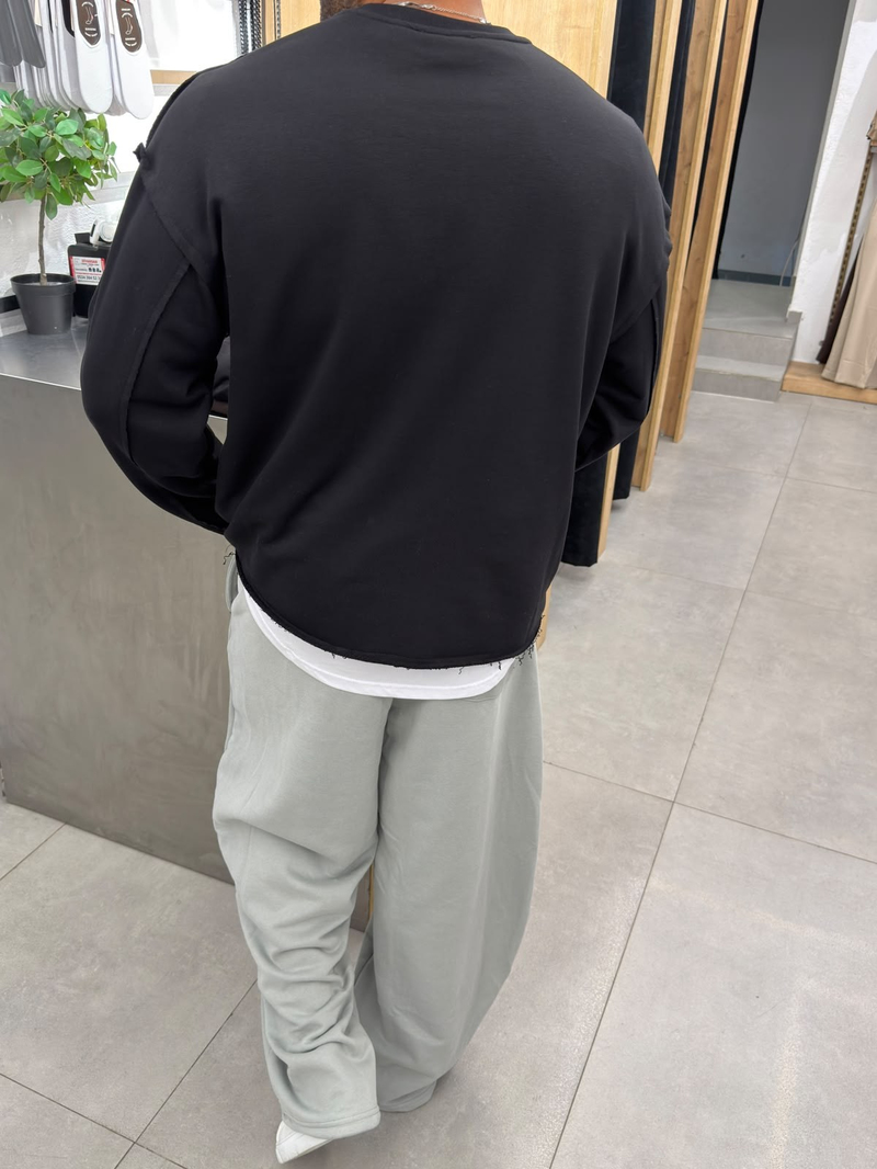 Vamos Pis Detay Oversize Sweat Siyah