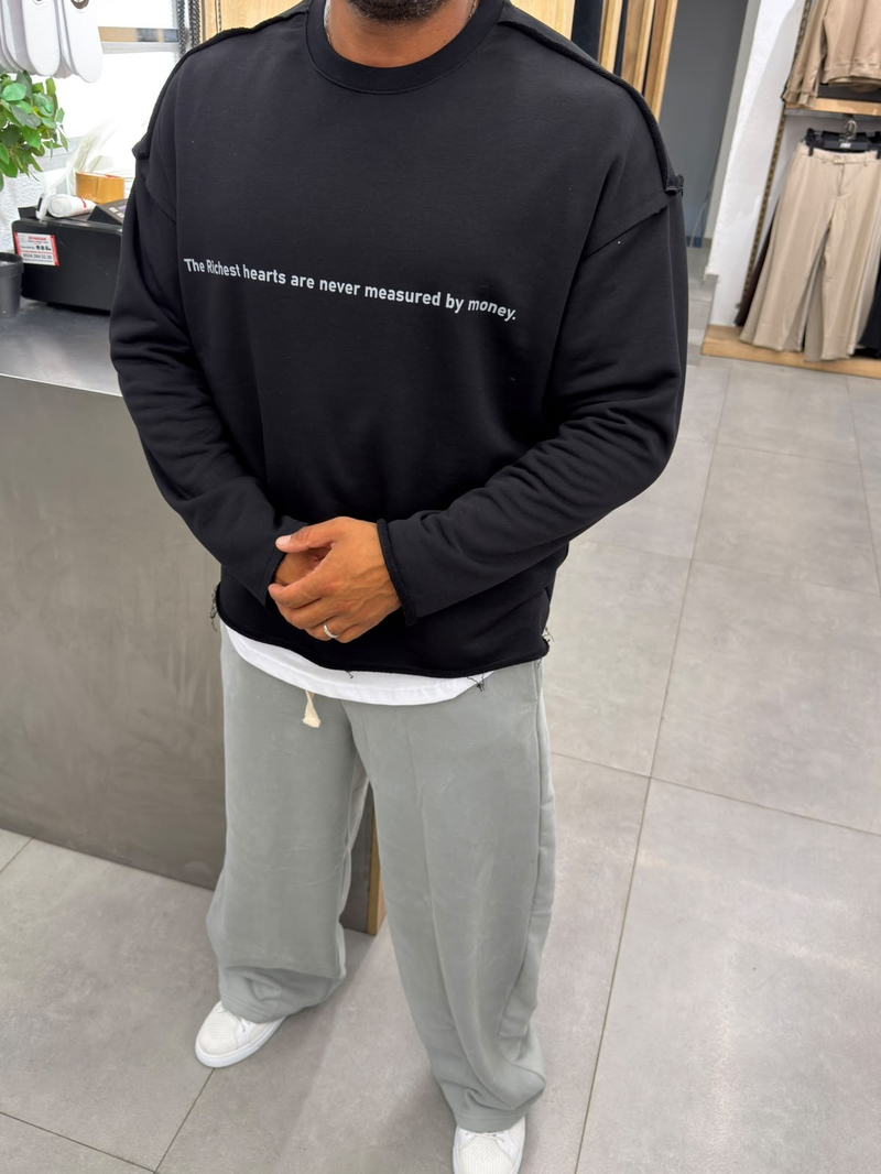 Vamos Pis Detay Oversize Sweat Siyah
