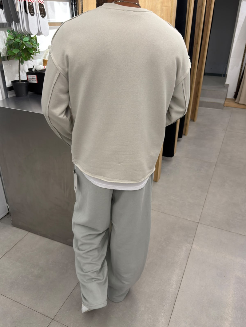 Vamos Pis Detay Oversize Sweat Taş