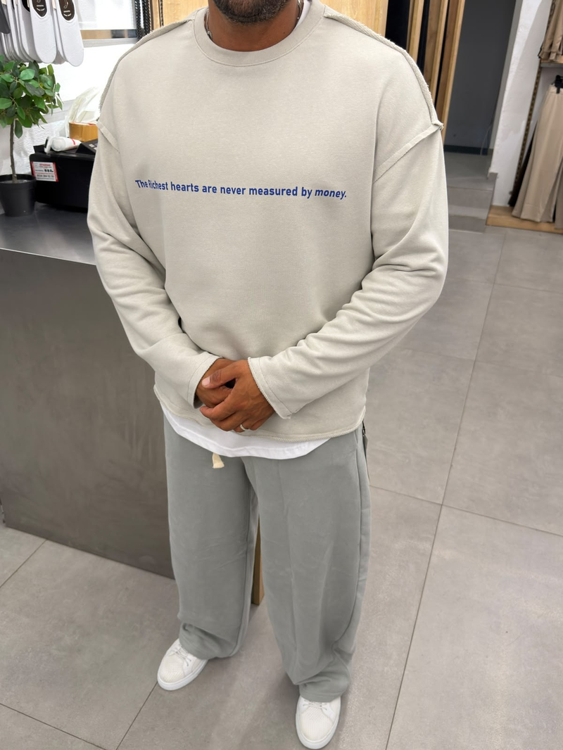 Vamos Pis Detay Oversize Sweat Taş