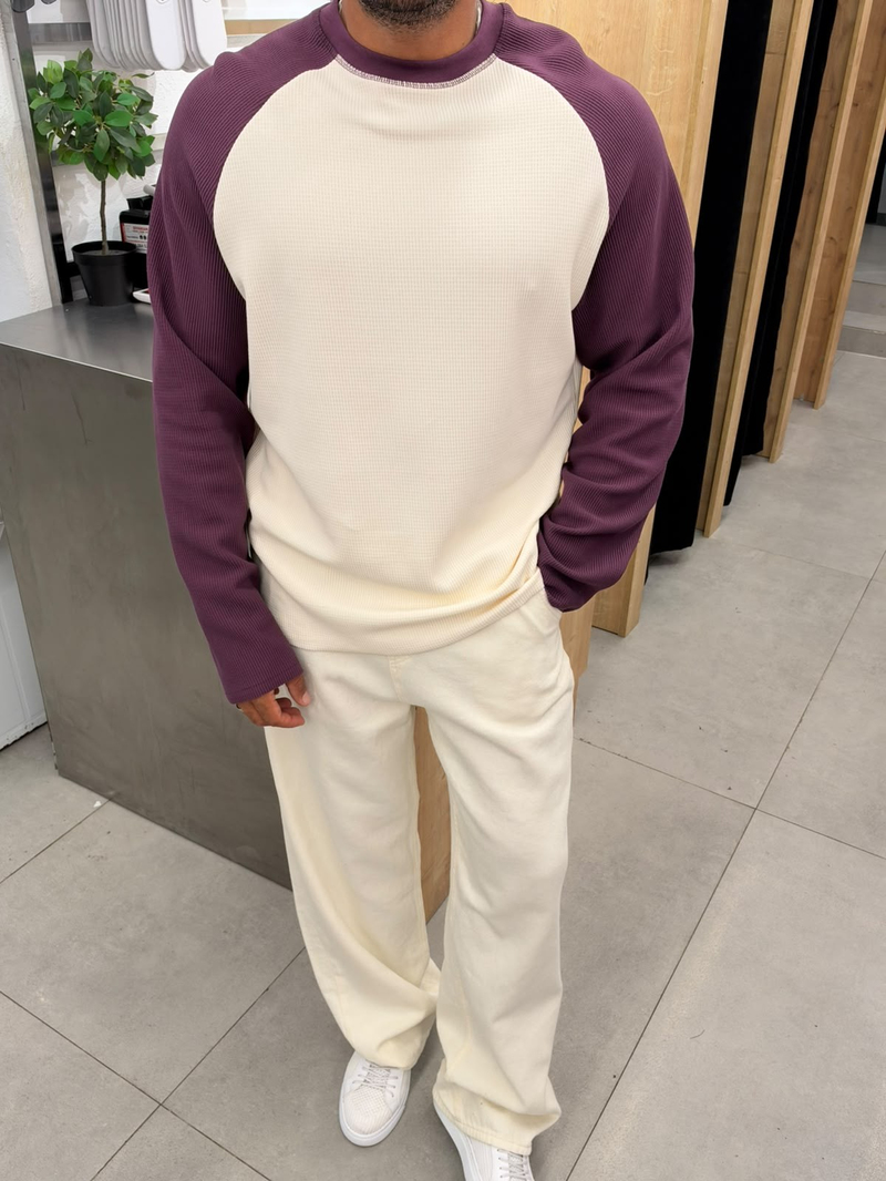 Vamos Waffle Kumaş Sweat Mürdüm