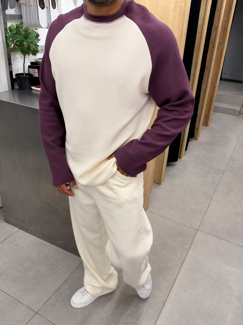 Vamos Waffle Kumaş Sweat Mürdüm