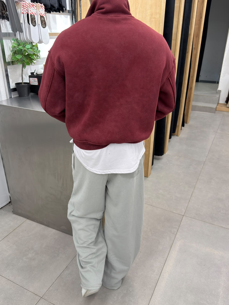 Vamos Yarım Fermauar Detay Sweat Bordo