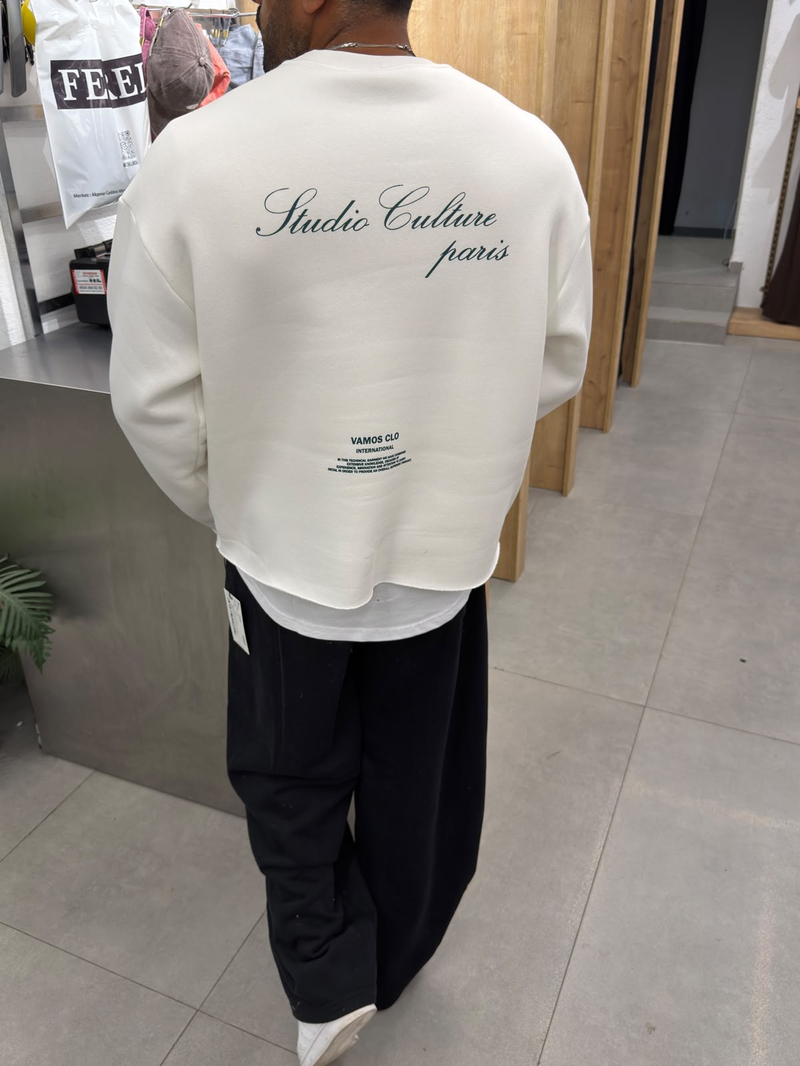 Vamos Yıkamalı Sweat Beyaz