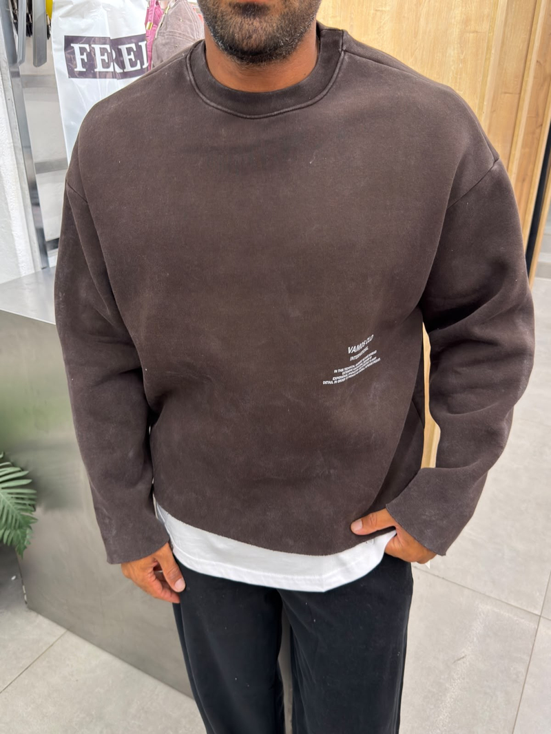 Vamos Yıkamalı Sweat Kahve