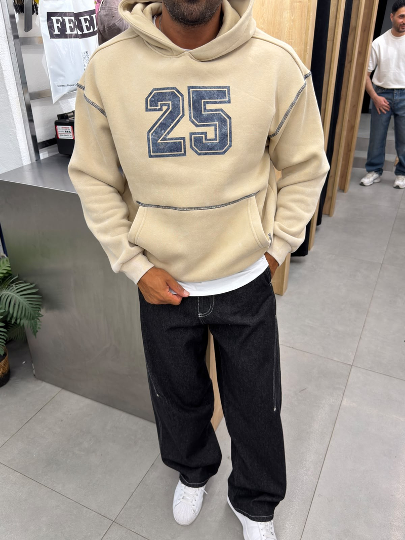 Vamos Yıkamalı Sweatshirt Bej