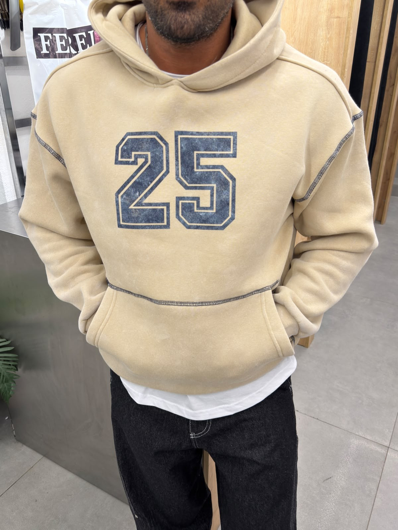 Vamos Yıkamalı Sweatshirt Bej