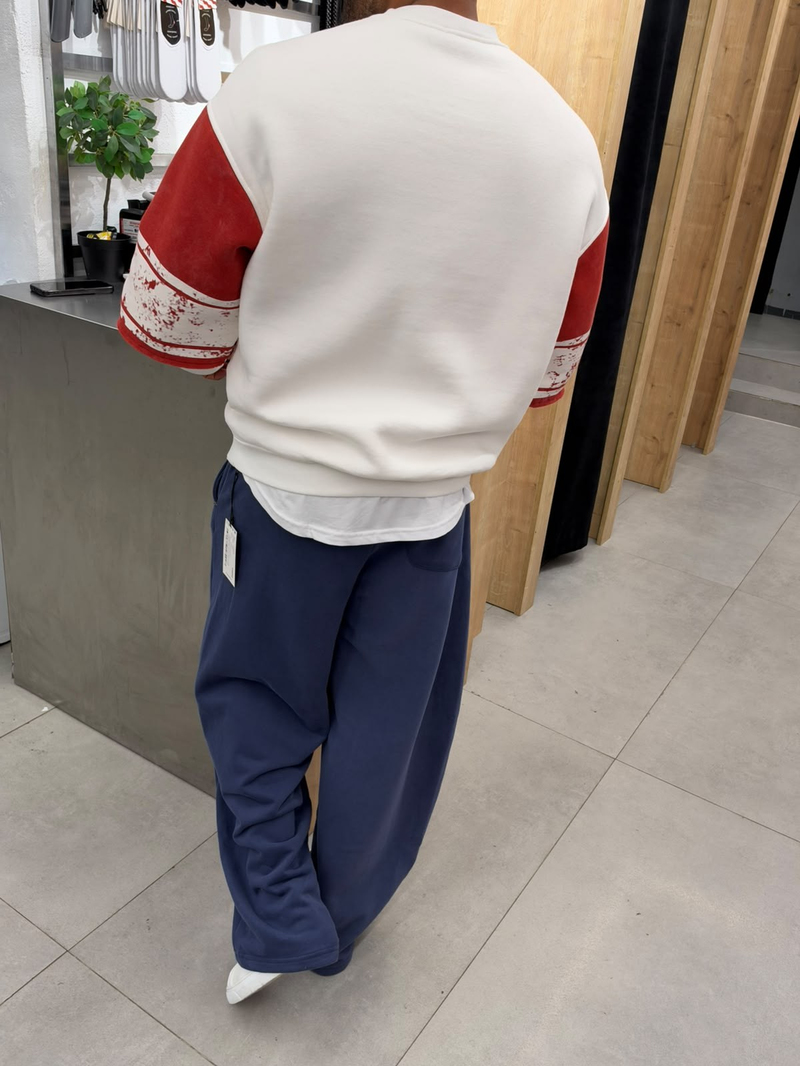 Vamos Yıkamalı Sweatshirt Beyaz
