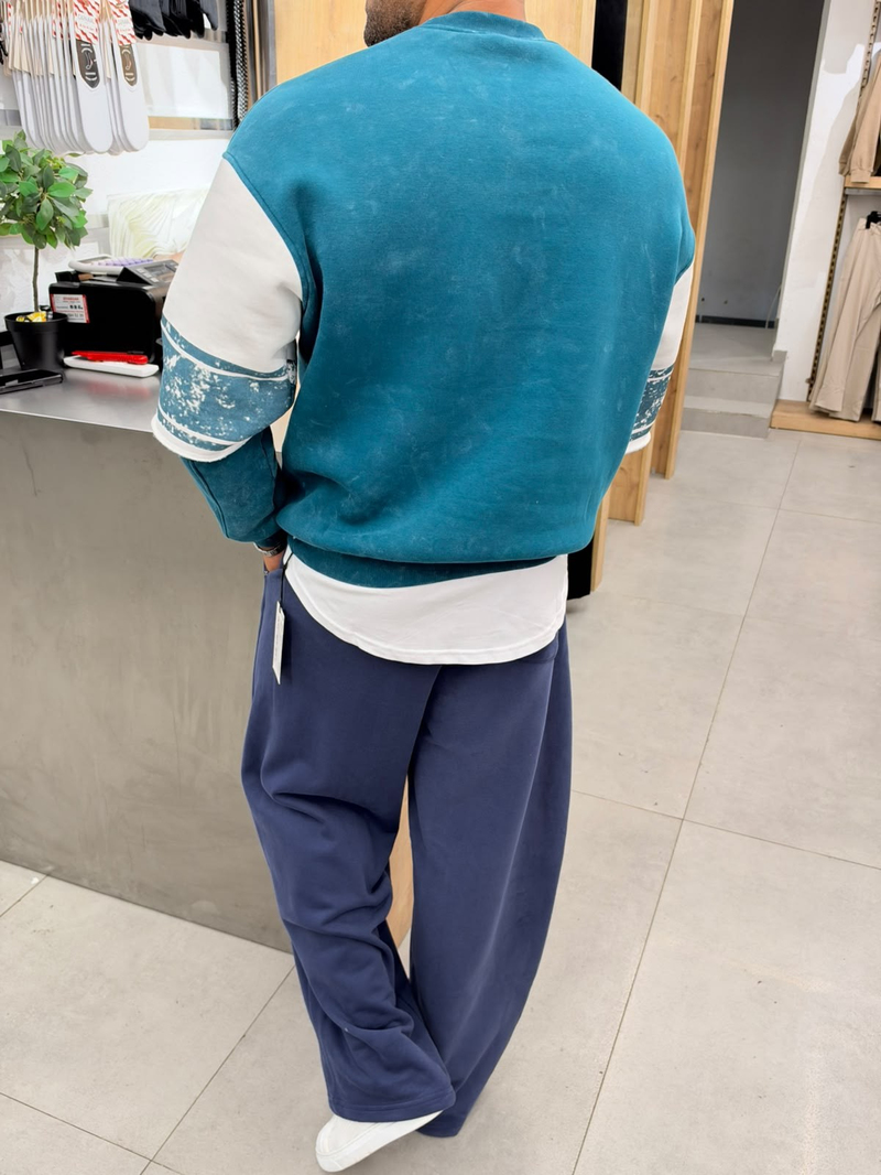 Vamos Yıkamalı Sweatshirt Petrol
