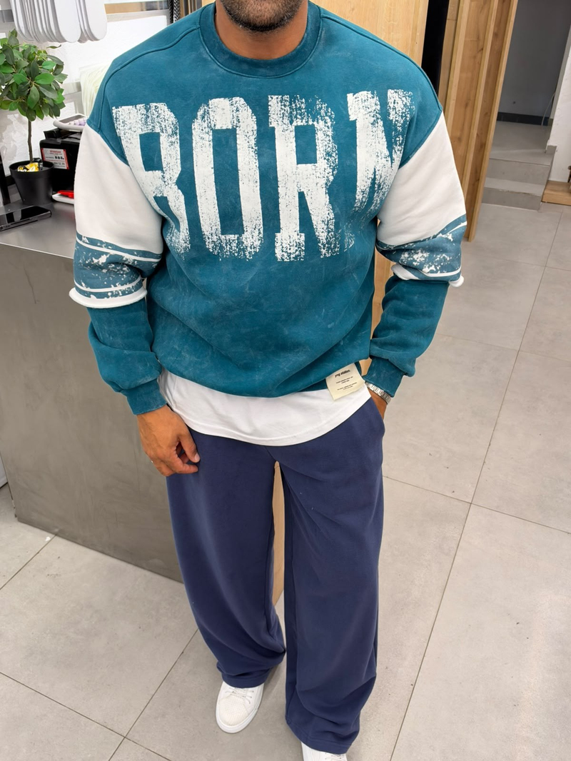 Vamos Yıkamalı Sweatshirt Petrol