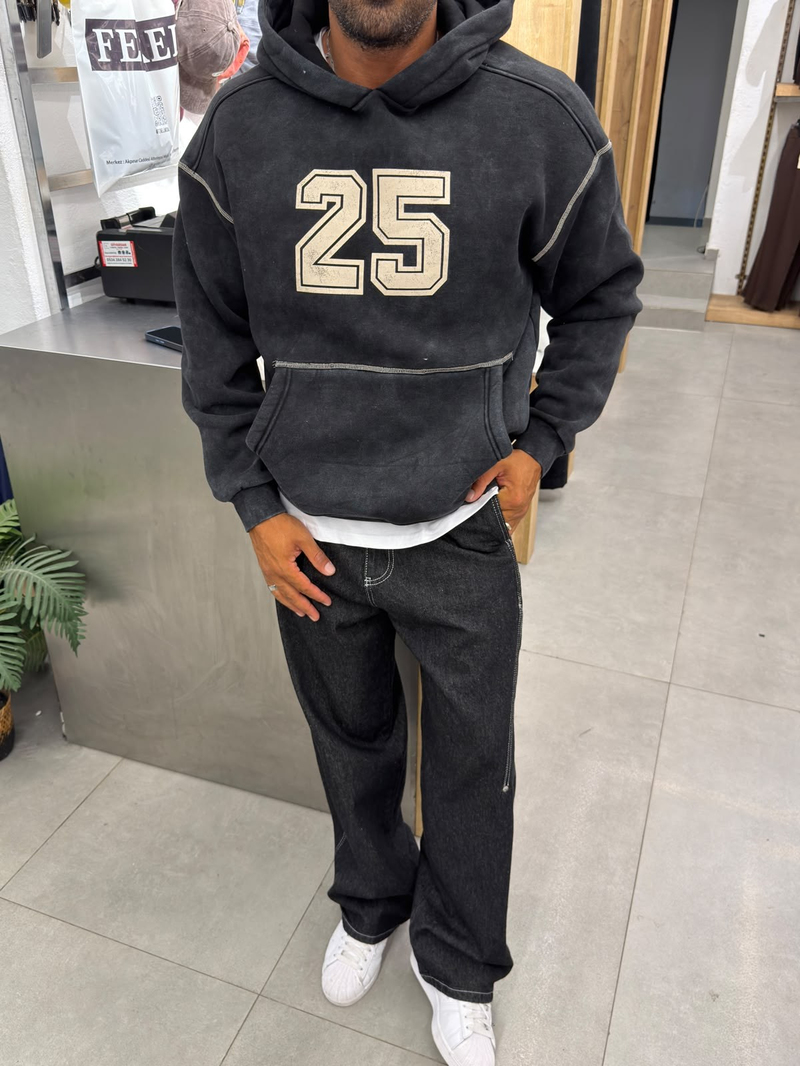 Vamos Yıkamalı Sweatshirt Siyah