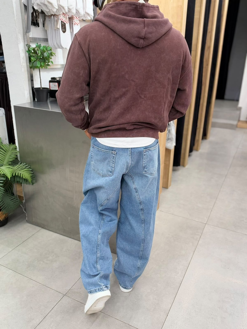 VamosYıkamalı Waffle Sweatshirt Kahve