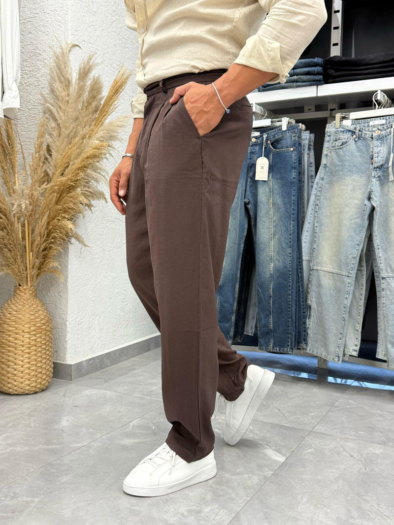We11 Bol Kalıp Tencel Kumaş Pantolon Kahverengi