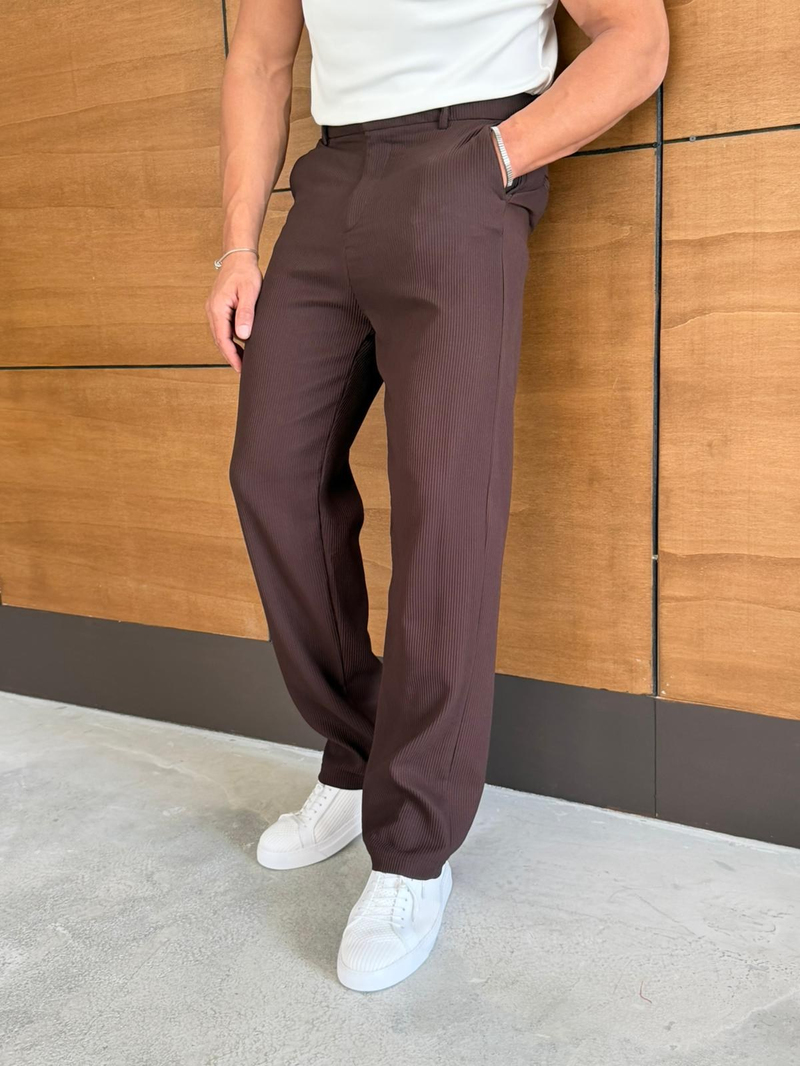 We11 Fitilli Ottoman Pantolon Kahve