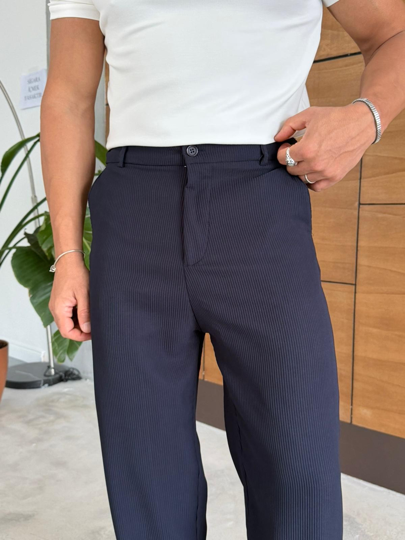 We11 Fitilli Ottoman Pantolon Lacivert