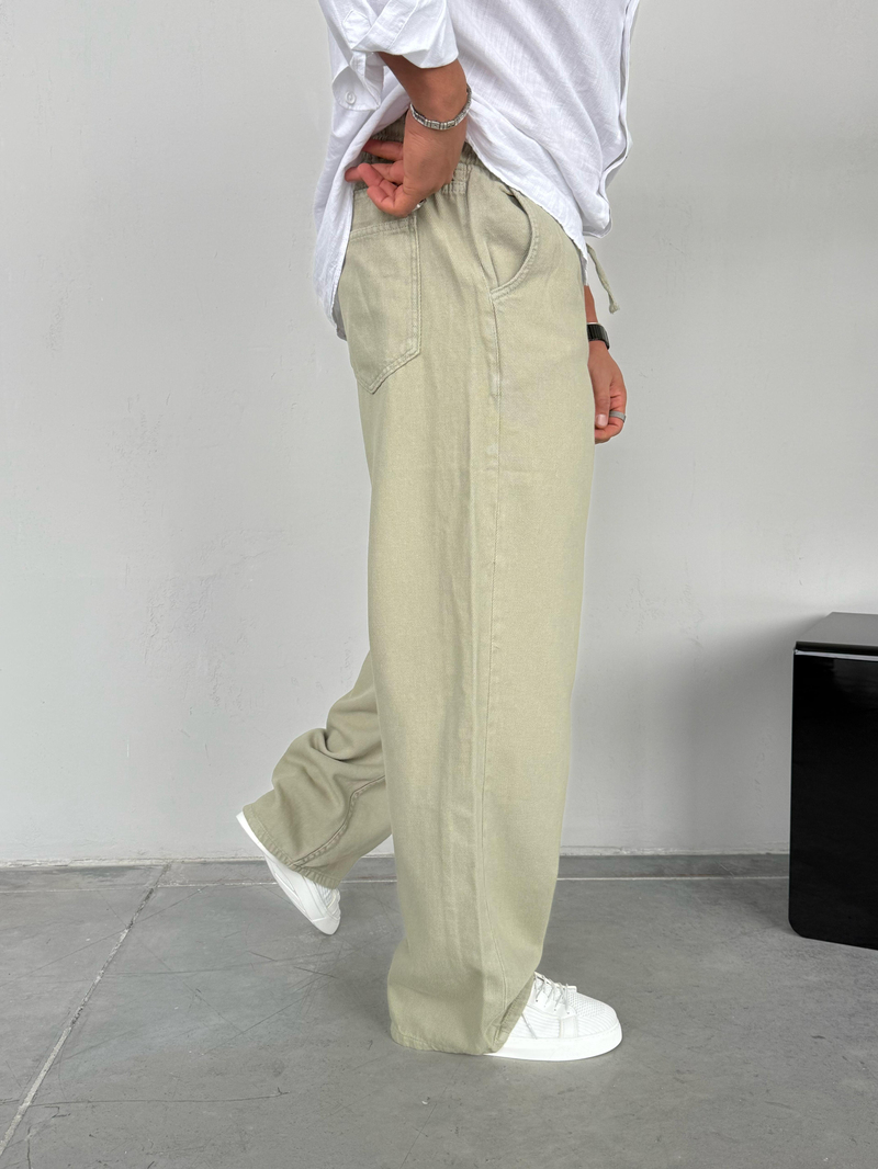We11 Yıkamalı Baggy Pantolon Haki