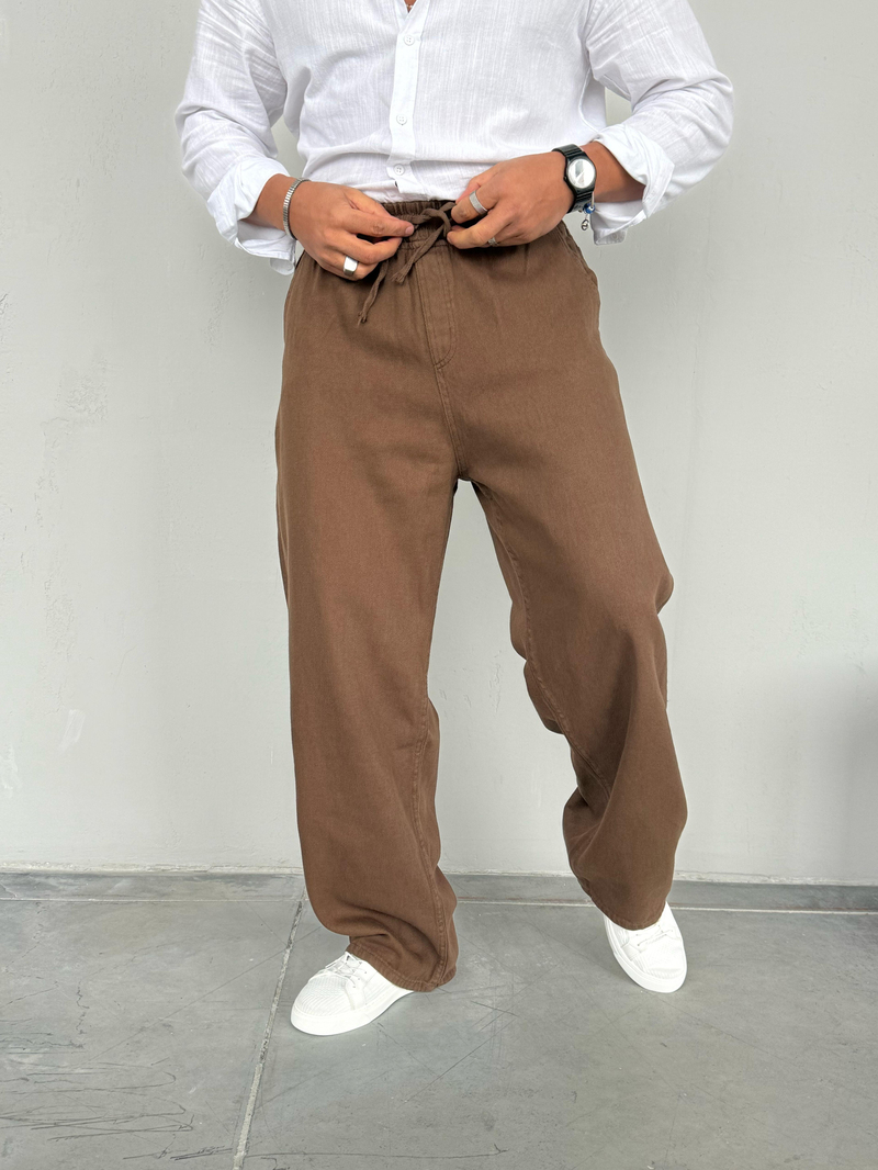 We11 Yıkamalı Baggy Pantolon Kahve