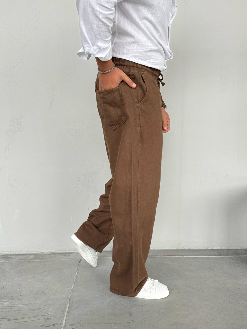 We11 Yıkamalı Baggy Pantolon Kahve