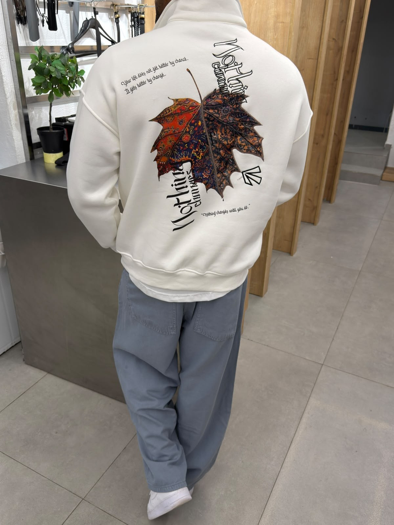 Yep Nakışlı Özel Seri Sweatshirt Beyaz