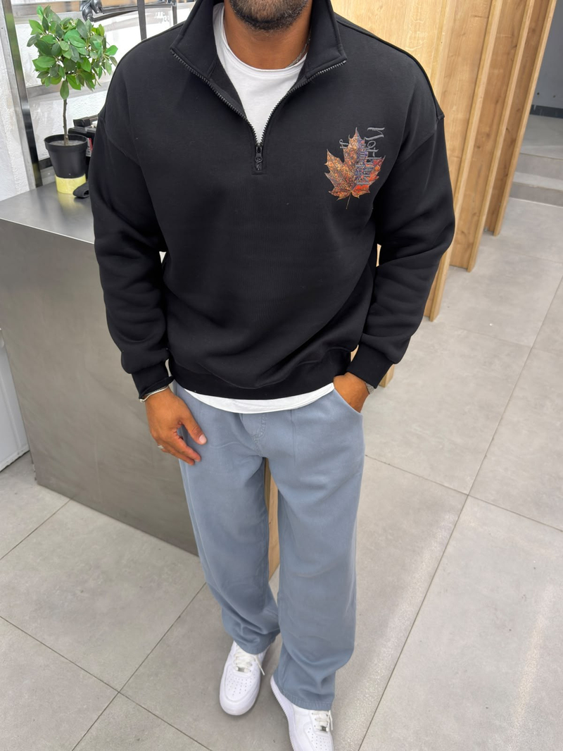 Yep Nakışlı Özel Seri Sweatshirt Siyah