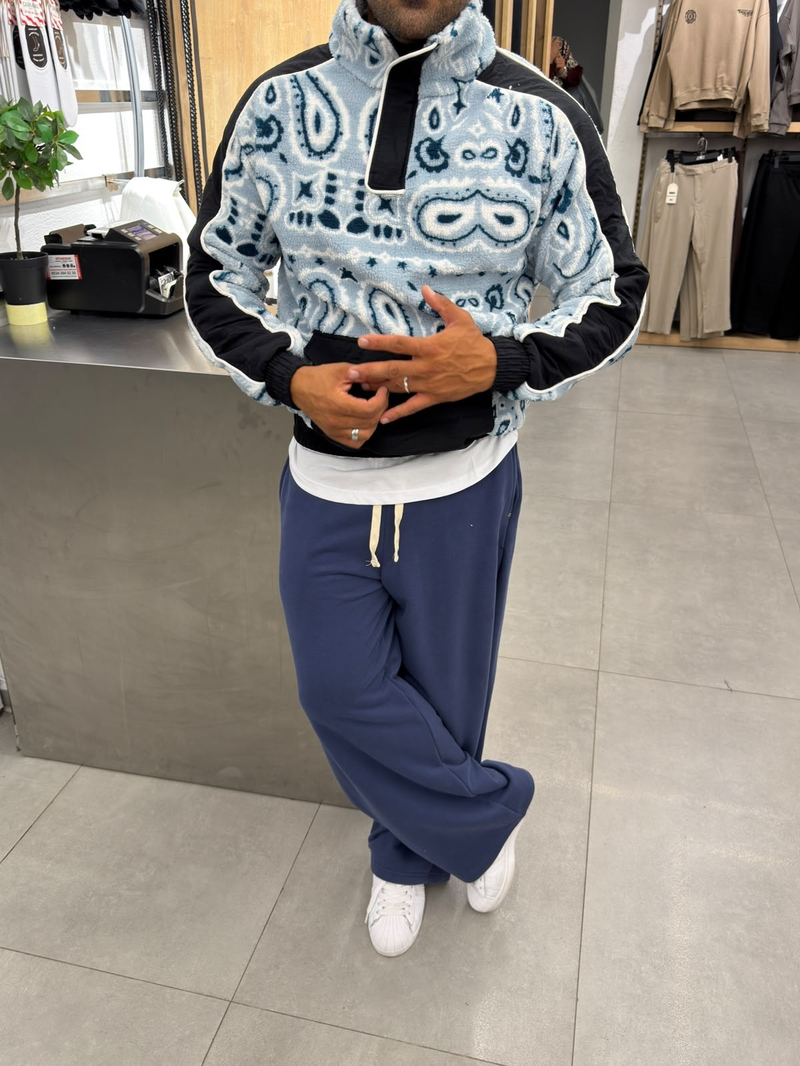 Yep Peluş Sweatshirt Mavi