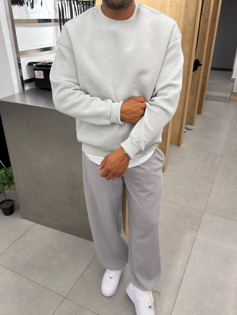 Yıkamalı Basic Sweat Gri