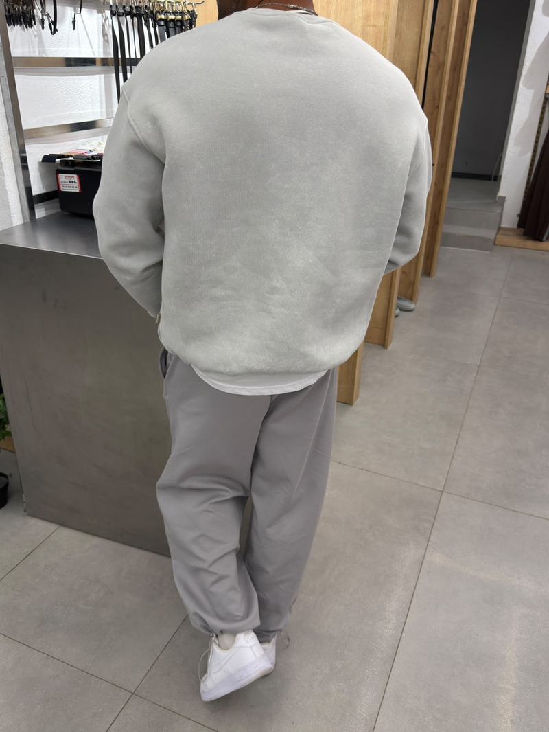 Yıkamalı Basic Sweat Gri