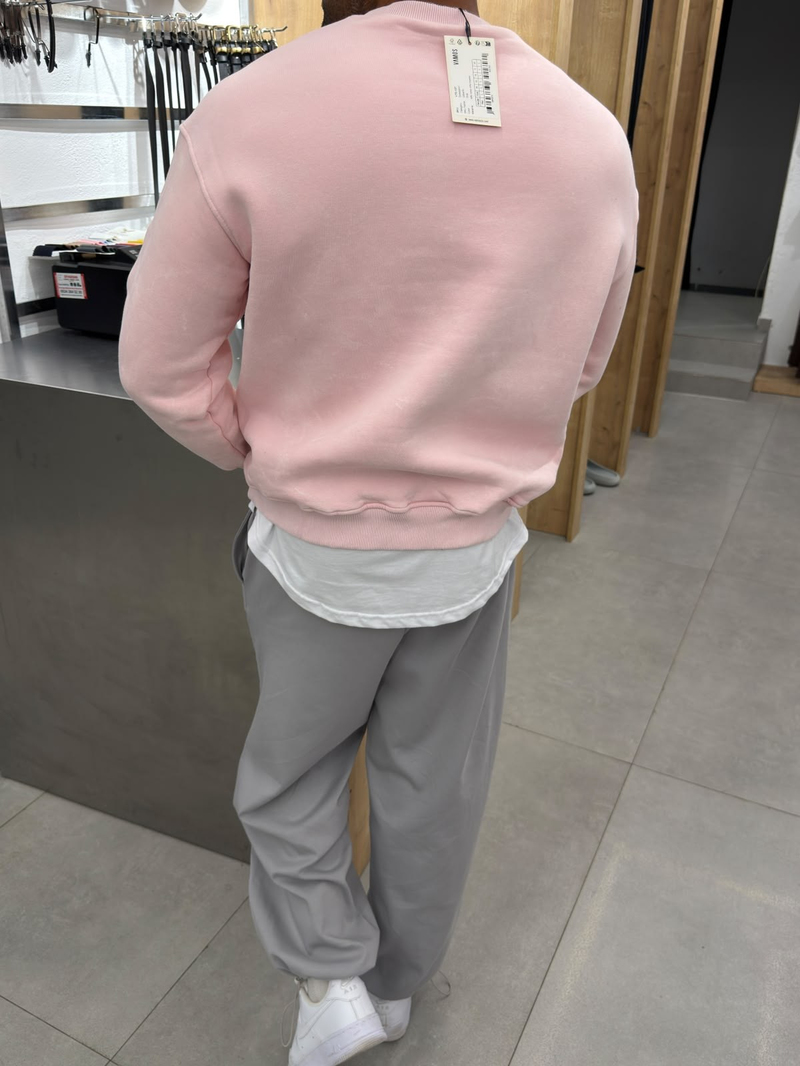 Yıkamalı Basic Sweat Pembe