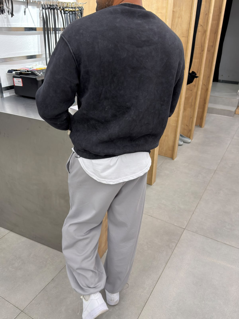 Yıkamalı Basic Sweat Siyah