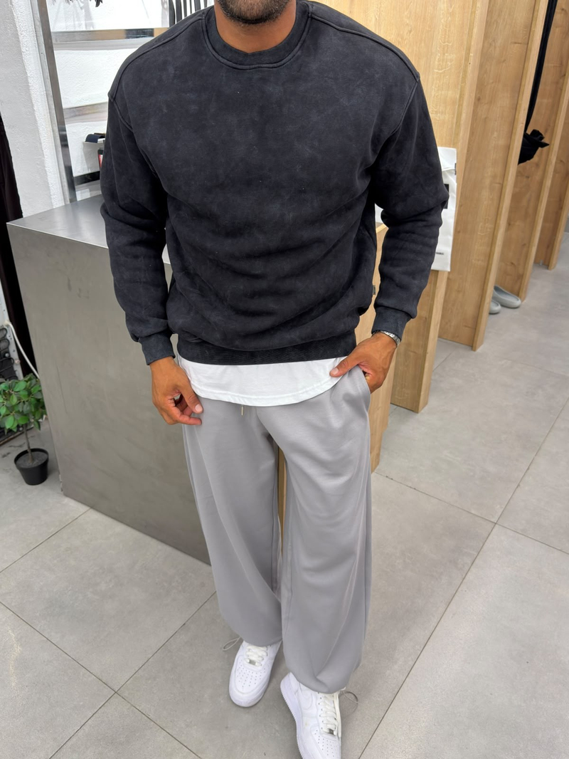 Yıkamalı Basic Sweat Siyah