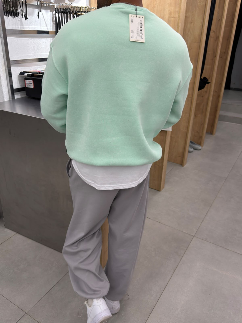 Yıkamalı Basic Sweat Su Yeşili