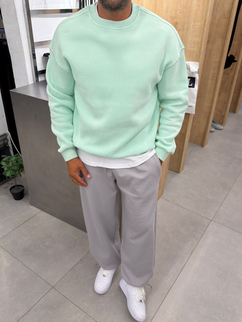 Yıkamalı Basic Sweat Su Yeşili