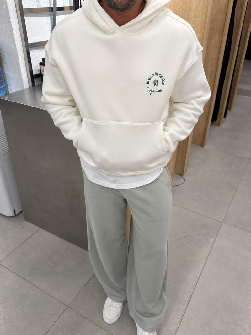 Yıkamalı Yüksek Kalite Sweatshirt Beyaz