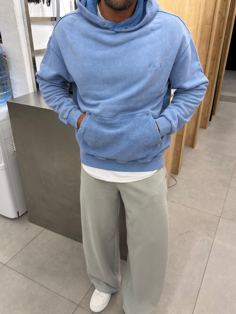 Yıkamalı Yüksek Kalite Sweatshirt Mavi