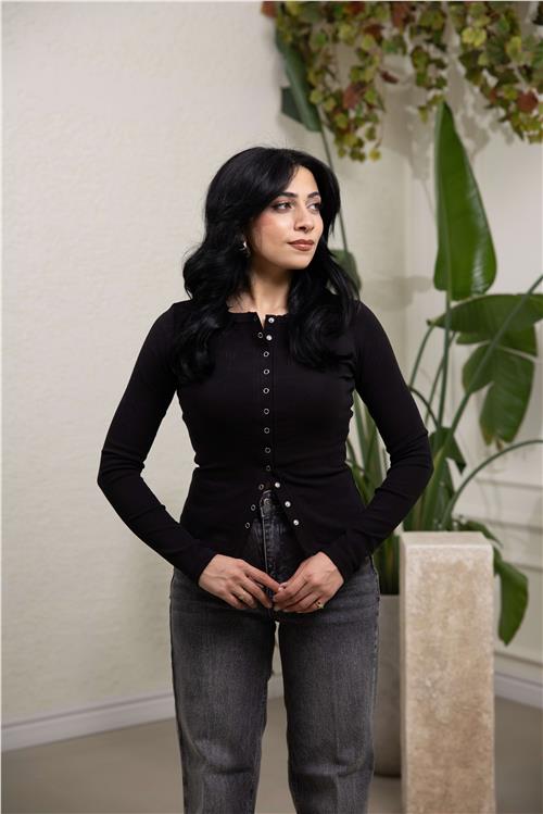 Çıtçıtlı Bluz Siyah