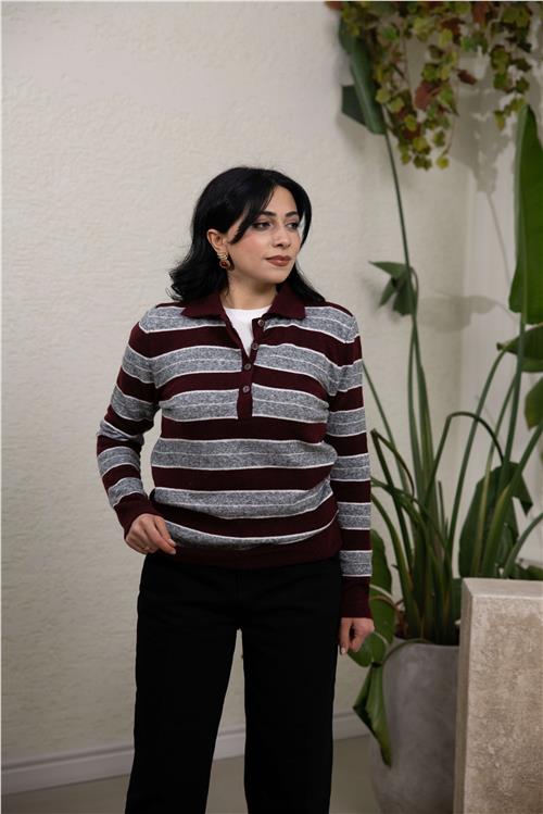Polo Yaka Triko Bordo