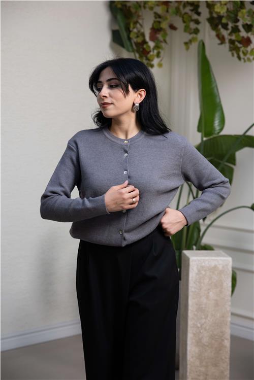 Triko Hırka Gri-Premium Seri