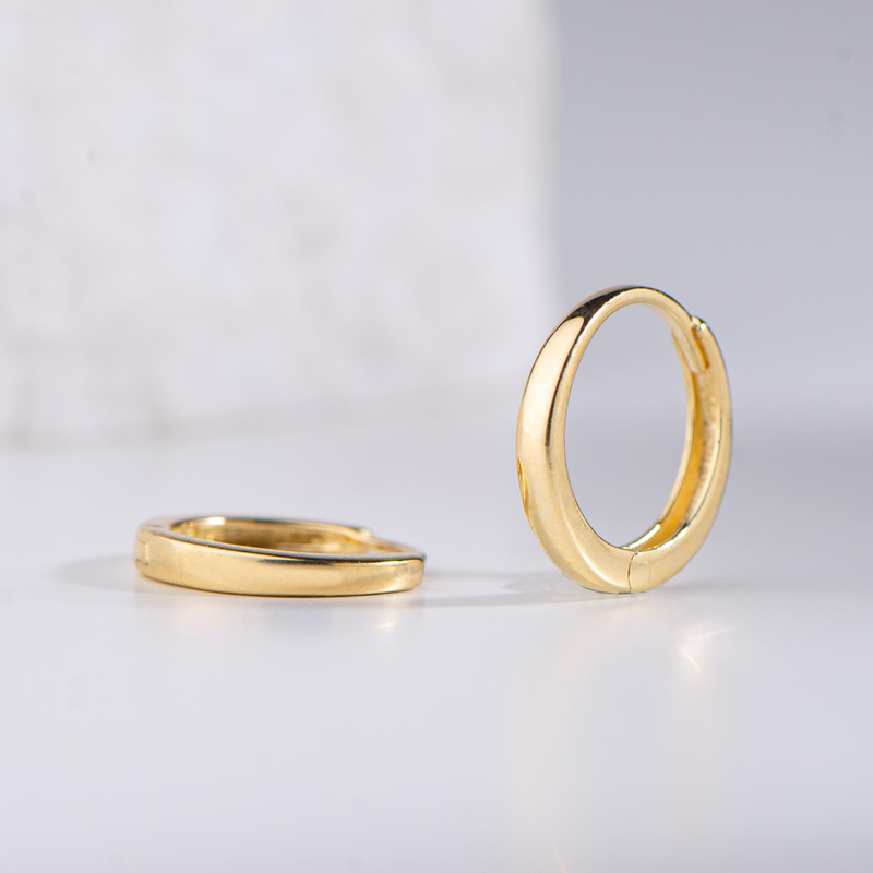 14 Ayar Sade Halka Altın Küpe