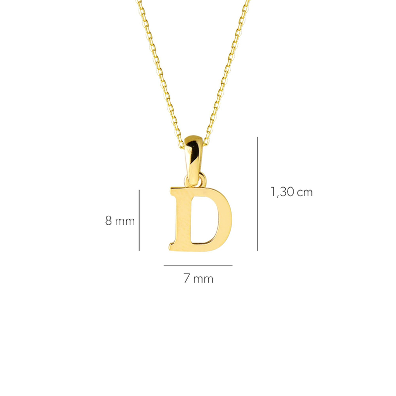 14 Ayar Altın D Harfi Kolye