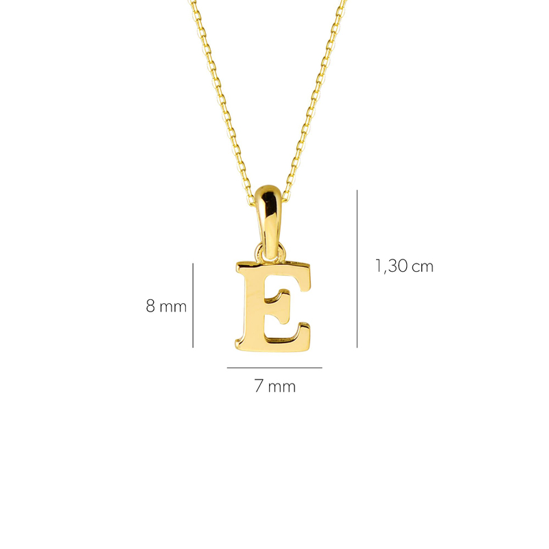 14 Ayar Altın E Harfi Kolye