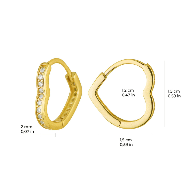 14 Ayar Kalp Modeli Halka Altın Küpe