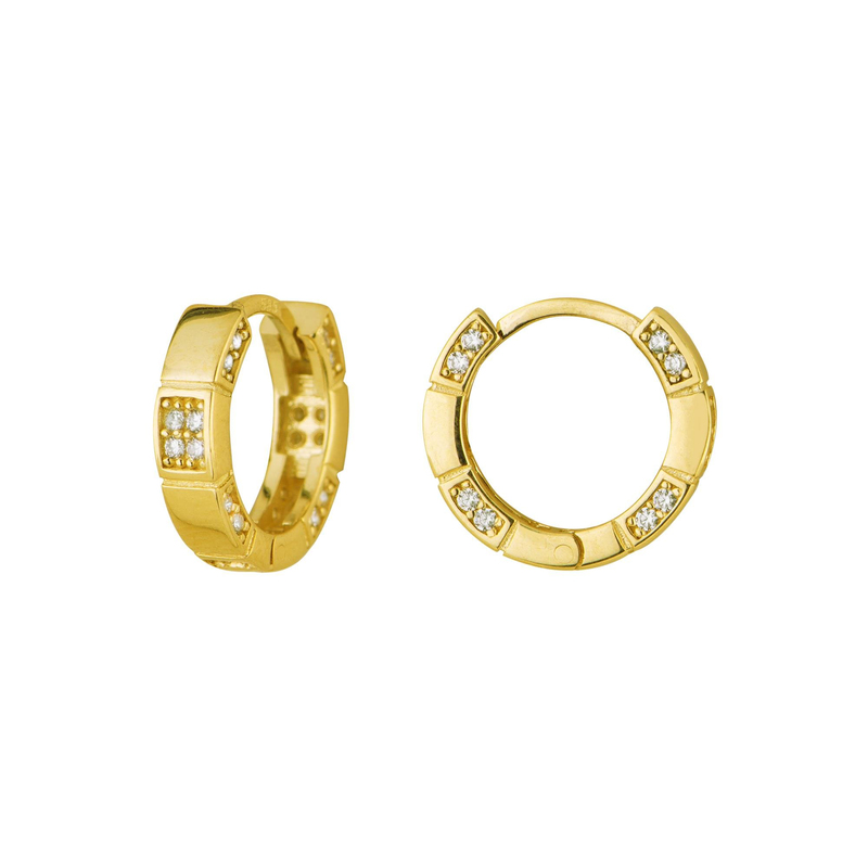 14 Ayar Modern Taşlı Halka Altın Küpe