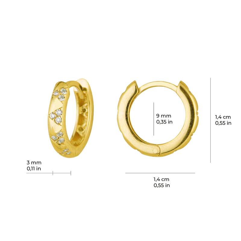 14 Ayar Modern Taşlı Halka Altın Küpe