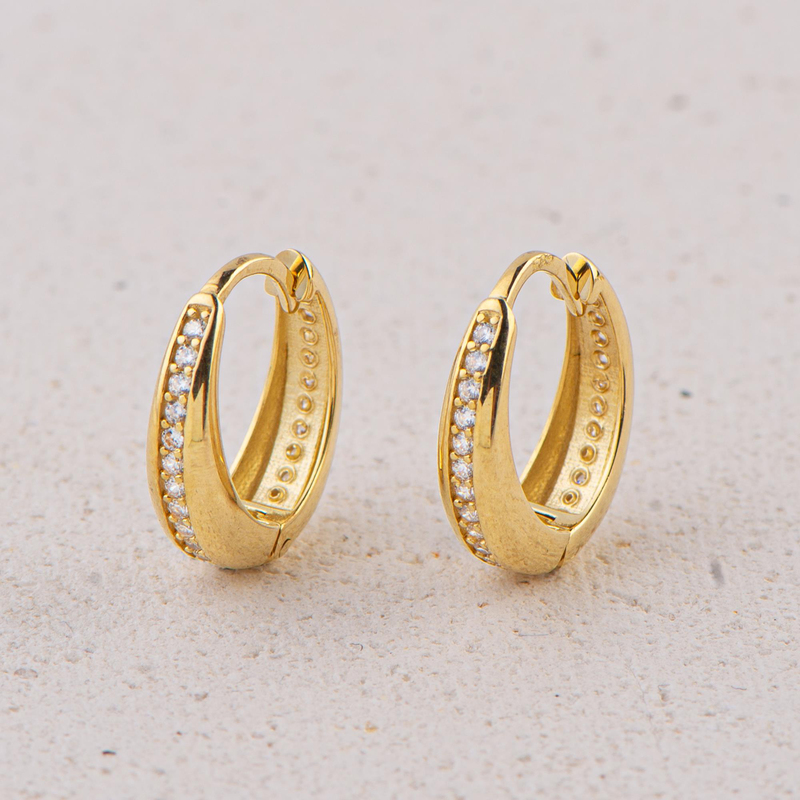 14 Ayar Taşlı Damla Halka Altın Küpe