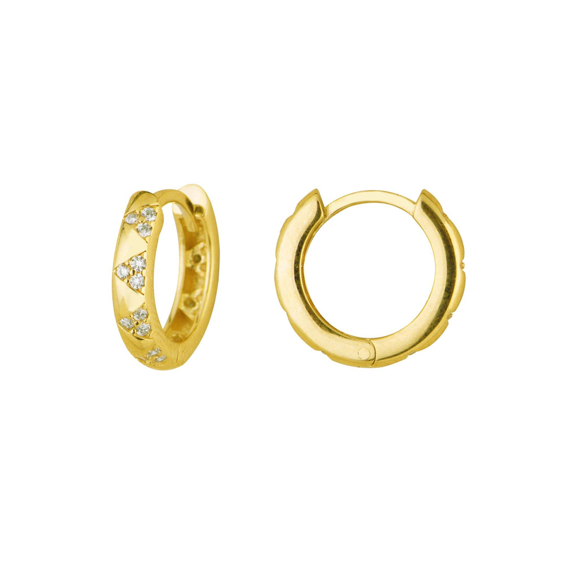 14 Ayar Modern Taşlı Halka Altın Küpe