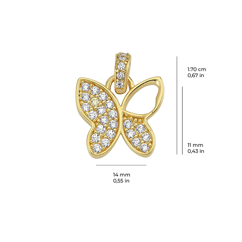 14 Ayar Altın Kelebek Kolye Ucu