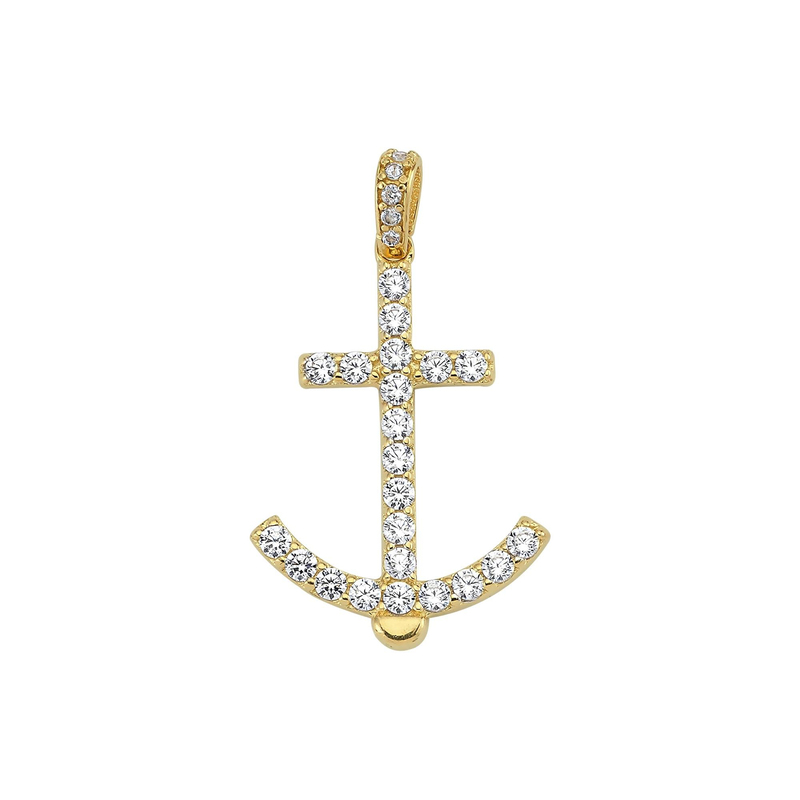 14 Ayar Altın Taşlı Çapa Kolye Ucu