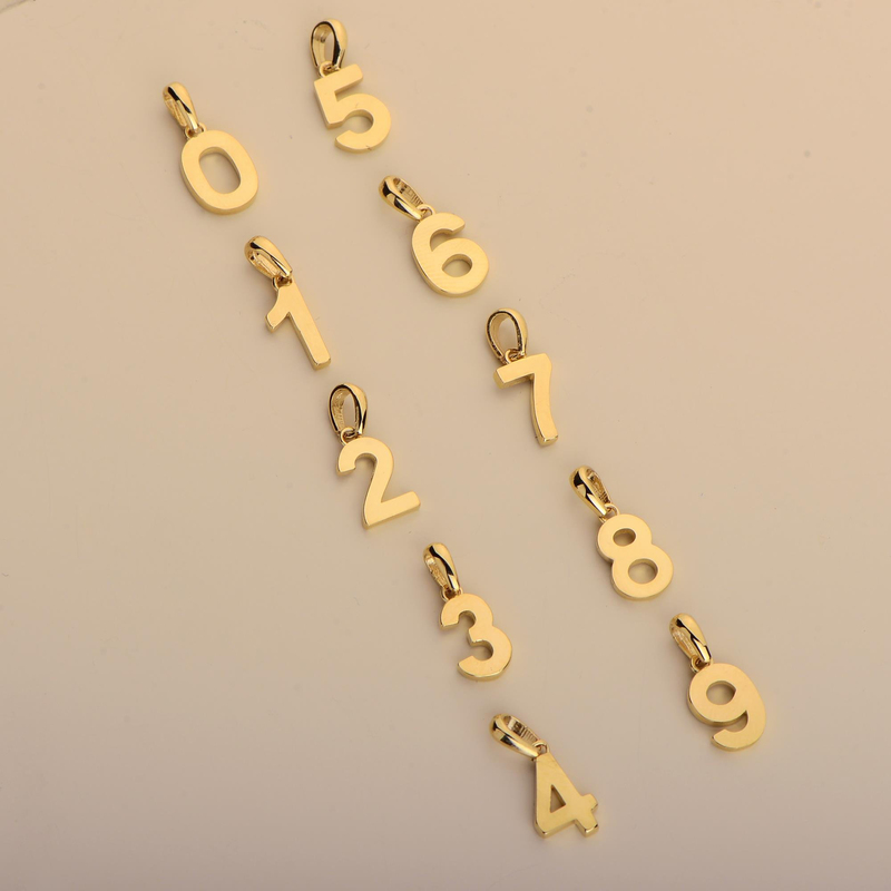 14 Ayar Bir Rakamı Altın Kolye Ucu